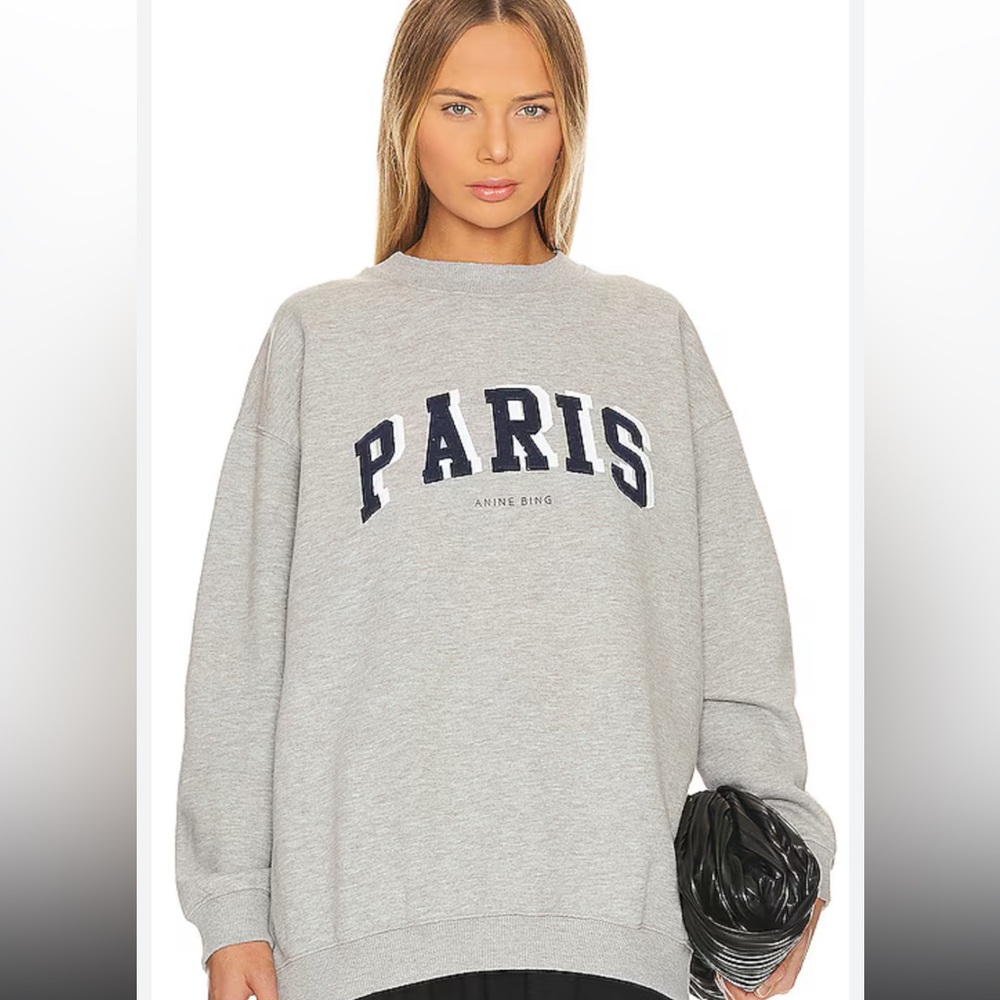 Anine Bing Tyler Gray Sweatshirt - Paris NWT Size Small